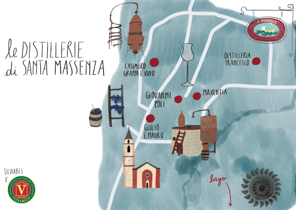 mappa illustrata le distillerie di Santa Massenza