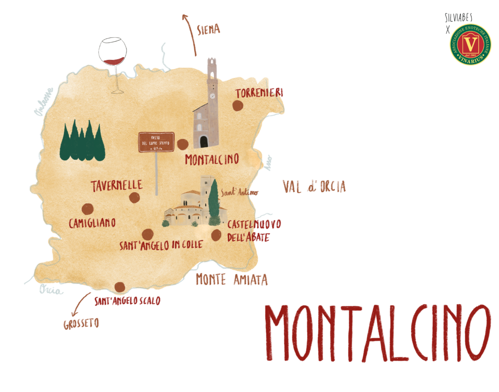 mappa illustrata stage vinarius a Montalcino